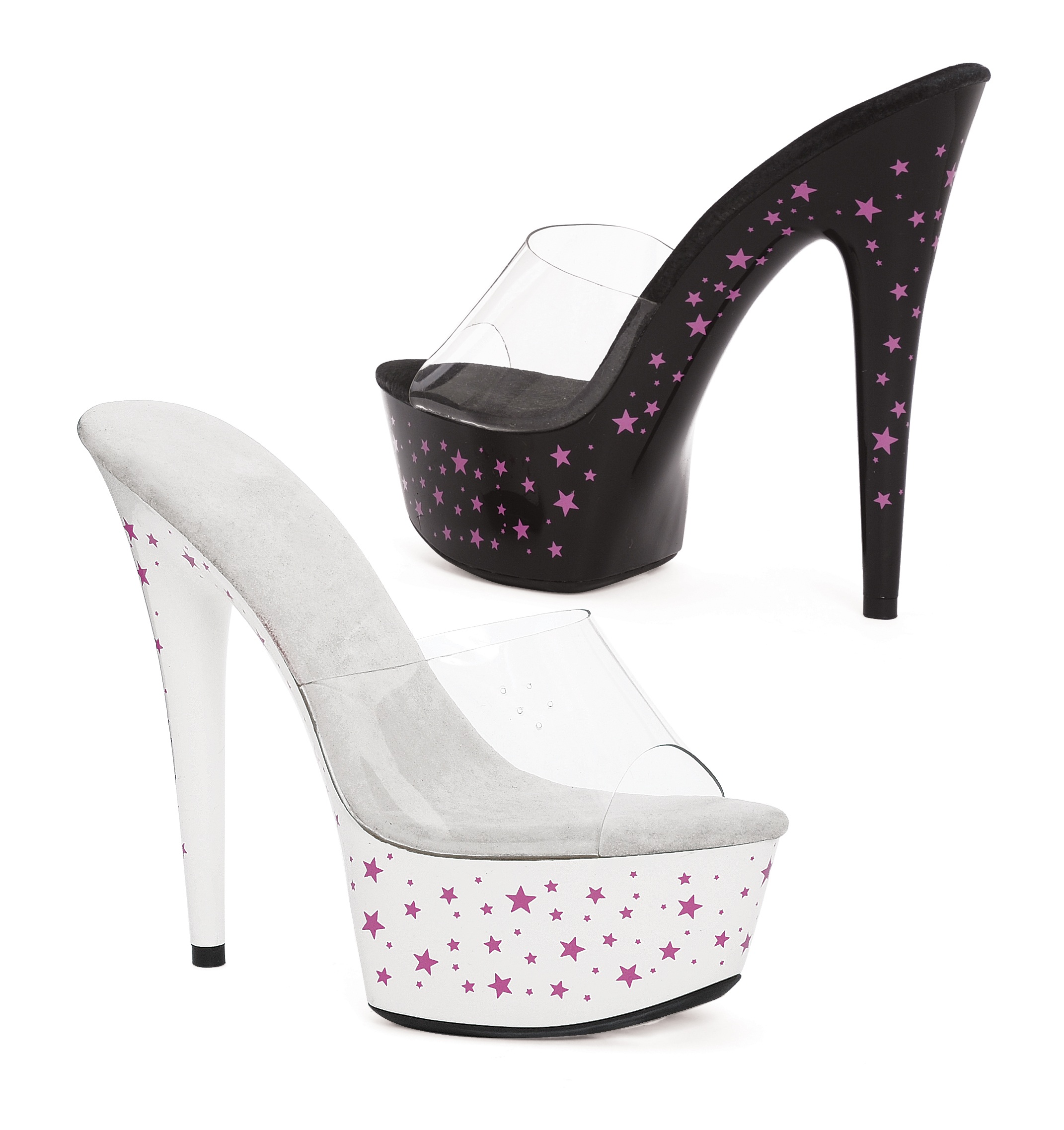 Twinkle - 6 Inch Clear Vamp Mule with Stars